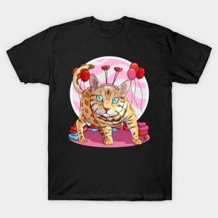 Bengal Cat Valentines Day Heart Kitten Love T-Shirt
